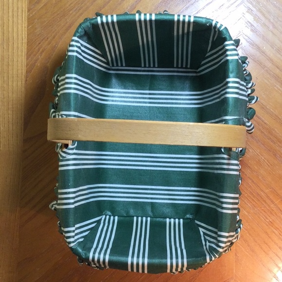 Longaberger 1998 small market basket with protector insert, green/white liner - Picture 11 of 13